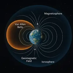 Earth's geomagnetic field, Van Allen belts, and ionosphere visualized together in a single im...webp